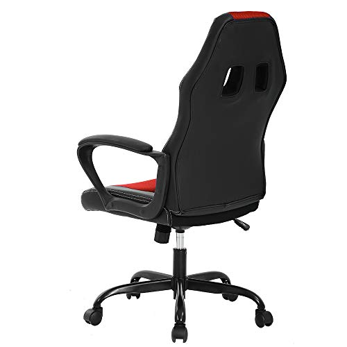 T-LoVendo Silla Gaming Oficina Racing Escritorio Videojuegos Sillon Gamer Despacho, Roja, Rojo/Negro, Universal