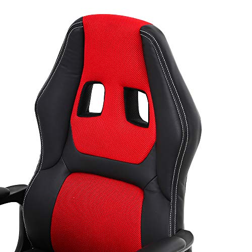 T-LoVendo Silla Gaming Oficina Racing Escritorio Videojuegos Sillon Gamer Despacho, Roja, Rojo/Negro, Universal