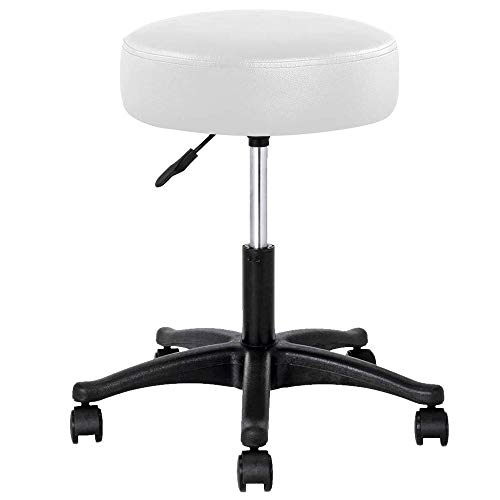 Taburete estetista con asiento 10 cm de grosor de piel sintética silla giratoria alltezza ajustable con 5 Ruedas Ideal para Casa despacho estudio médico Masaje tatuajes fisioterapia Salón de belleza