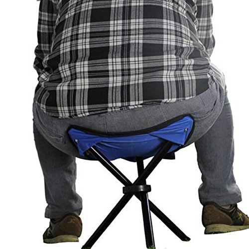 Taburete plegable de Cosanter con 3 patas, cómoda silla para pesca, camping, caza o eventos al aire libre, azul, 22 x 22 x 31 cm