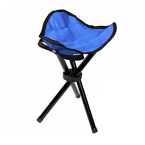 Taburete plegable de Cosanter con 3 patas, cómoda silla para pesca, camping, caza o eventos al aire libre, azul, 22 x 22 x 31 cm