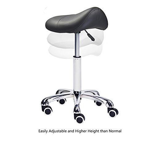 Taburete profesional con asiento y ruedas para estudio de salones de masajes de spa de dentista clínico, taburete giratorio ajustable (negro)