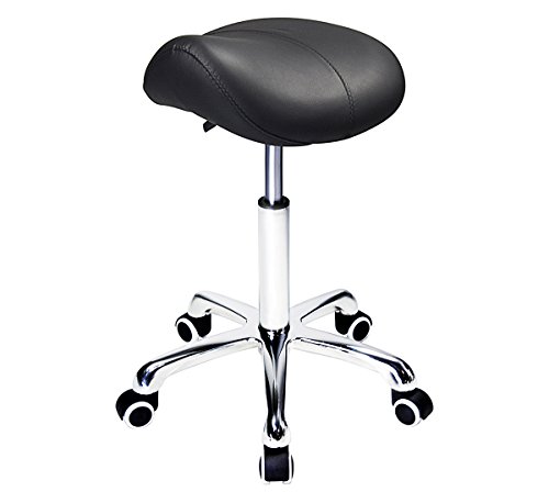 Taburete profesional con asiento y ruedas para estudio de salones de masajes de spa de dentista clínico, taburete giratorio ajustable (negro)