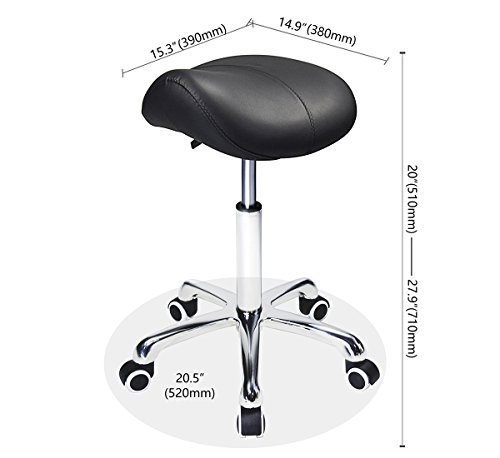 Taburete profesional con asiento y ruedas para estudio de salones de masajes de spa de dentista clínico, taburete giratorio ajustable (negro)