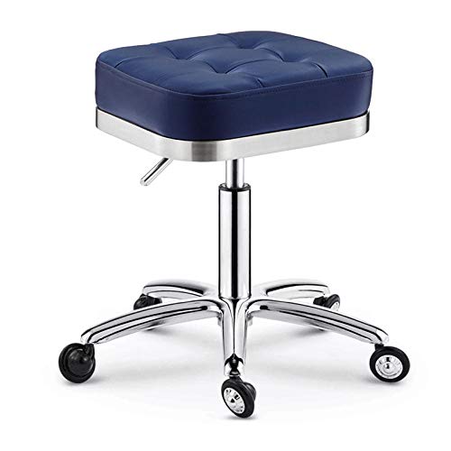 Taburetes Fisioterapia con Rueditas，Taburete Oficina con Azul PU Cuero Sintético Asiento，Altura Regulable 45-55 cm，160kg de Capacidad de Carga，Taburete Tipo Pony para Wedding Bar Banquet Party Christ