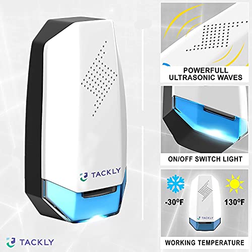 TACKLY Repelente ultrasonico plagas x2 - Repelente ultrasonido antimosquitos Moscas cucarachas Ratas Hormigas arañas - Anti Mosquitos electrico - Enchufe ahuyentador Interior Exterior