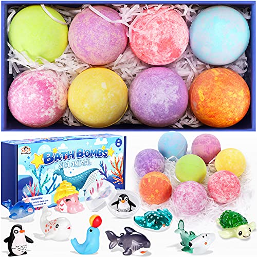 Tacobear 8pcs Bombas de Baño Niños con Sorpresa Bombas de Baño Espuma Regalo Kit Aromas de frutas Bolas de Baño Relajantes con sorpresa Cumpleaños Navidad Regalo para Mujeres Niñas Niños