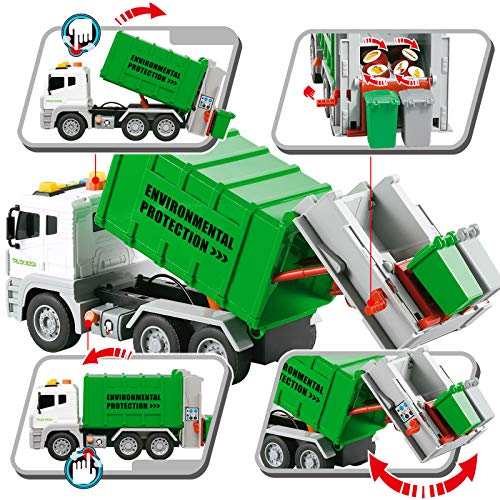 Tacobear Camion Basura de Juguete Grande Camión Basura Juguete con Basura y Luces y Sonidos Función Vehiculos Camion Juguete Regalo para Niños 3 4 5 6 7 8 años