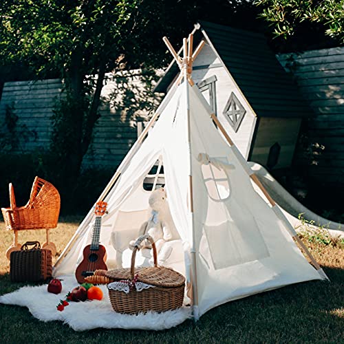 Tacobear Tipi Infantil Tipi Tienda Tipi Indio para Niños con Guirnalda de Luces Pluma Grande Tienda Campaña Portátil Tienda Casa de Juegos para Interiores para Niños Niñas