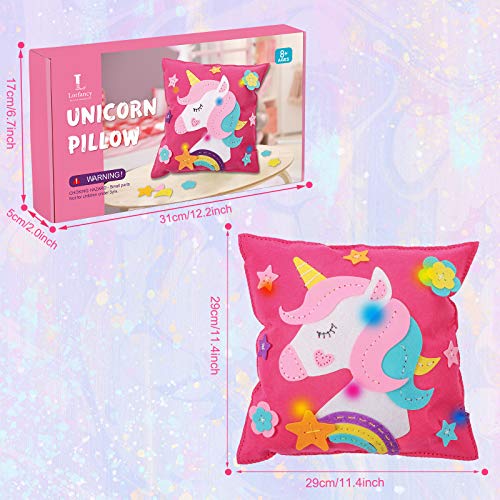 Tacobear Unicornio Juguete Cojines de Unicornio con Luces Kits de Costura para Niños Juguetes de Fieltro Manualidades Creativo Juguete Cumpleaños Navidad Unicornio Regalo para Niña 8 9 10 11 12 Años