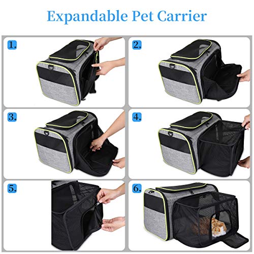 TAMOWA Transportín Perro Gato, Bolsa de Transporte para Mascotas Plegable Transpirable con Colchón Suave, Transportín Perro Pequeño Mascotas Cómodo Bolso para Transporte en Tren, 43 x 28 x 28 cm, Gris