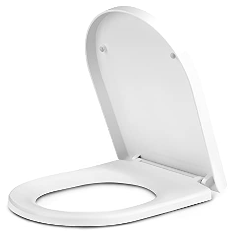 Tapa de WC, Asiento de inodoro con cierre suave con liberación rápida, fácil fijación de los inodoros, asiento de inodoro en forma de U en polipropileno blanco / TL-04