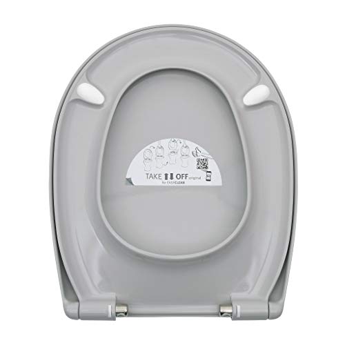 Tapa WC Universal LUVETT C100 ovalado con 3 tipos diferentes de bisagras de acero, caída amortiguada SoftClose y sistema de fácil extracción. Asiento de inodoro antibac, C:Manhattan Gris