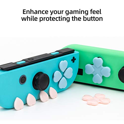 Tapas de botón de corazón GeekShare compatibles solo con Nintendo Switch, cubierta de joystick de PC, 4 piezas - rosa y azul