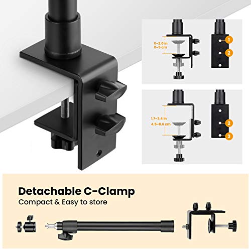 TARION Soporte de luz de Mesa Soporte para cámara con Tornillos de 1/4" para cámaras de luz de Anillo Soporte de Clip en Forma de L para Montaje en Escritorio para fotografías en Directo