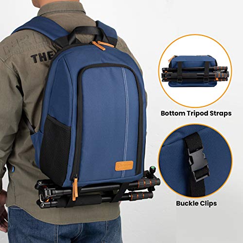 TARION TB-02 Mochila Camara y Portatil Mochila Fotografia para Ordenador Laptop 15” Camara Reflex Mochila Camara Pequeña (azul)