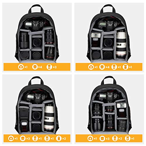 TARION TBS Mochila para cámara Mochila pequeña SLR Photo Mochila impermeable para cámara Mochila ligera y compacta para cámara con cubierta para la lluvia (negro)