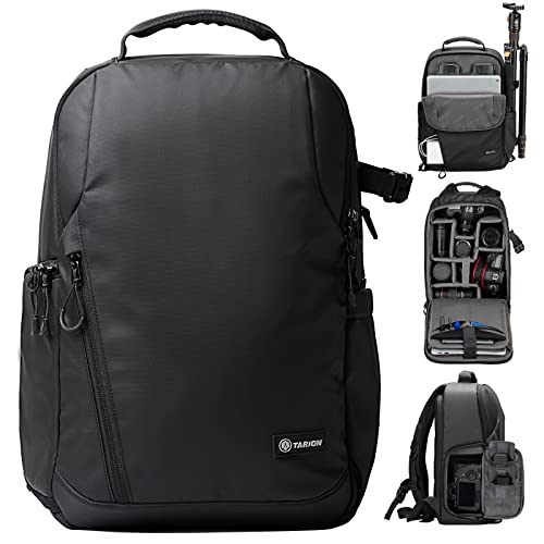 TARION TR-L Mochila para cámara Mochila impermeable para cámara con compartimento para computadora portátil de 14 '', Mochila profesional de gran capacidad con cubierta para la lluvia