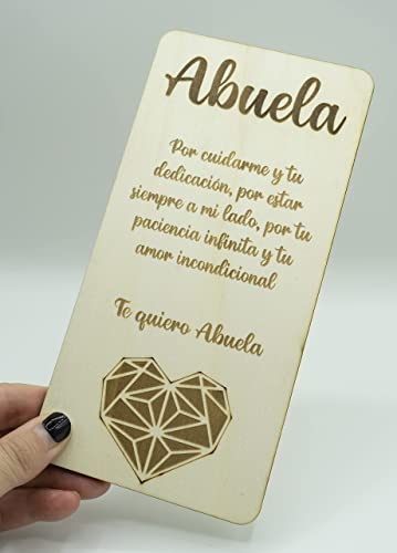 Tarjeta de madera para la abuela, porque aun siendo abuelas, se siguen comportando como madres. Día de la madre, tarjeta de cumpleaños. Regalo para la abuela