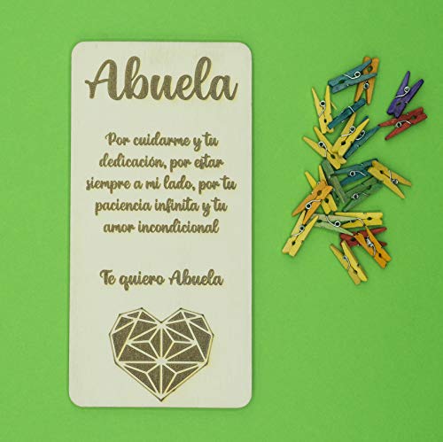 Tarjeta de madera para la abuela, porque aun siendo abuelas, se siguen comportando como madres. Día de la madre, tarjeta de cumpleaños. Regalo para la abuela