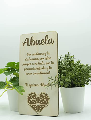 Tarjeta de madera para la abuela, porque aun siendo abuelas, se siguen comportando como madres. Día de la madre, tarjeta de cumpleaños. Regalo para la abuela