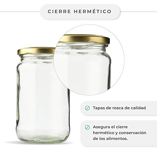 Tarros de Cristal para conservas Pack 40 Unidades de Botes de Cristal con Tapa frascos de Vidrio con Tapas Incluidas recipientes de Cristal para Alimentos de 720ml estanco. (40 Unidades)