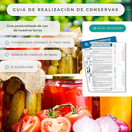 Tarros de Cristal para conservas Pack 40 Unidades de Botes de Cristal con Tapa frascos de Vidrio con Tapas Incluidas recipientes de Cristal para Alimentos de 720ml estanco. (40 Unidades)