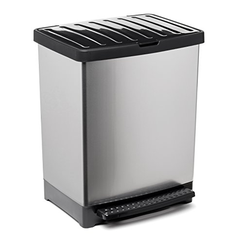 Tatay Cubo de Cocina Trend, 25L de Capacidad, con Pedal, Polipropileno, Libre de BPA, Bolsa Basura 30L; Color Metalizado; Medidas 33,5 x 31 x 42cm