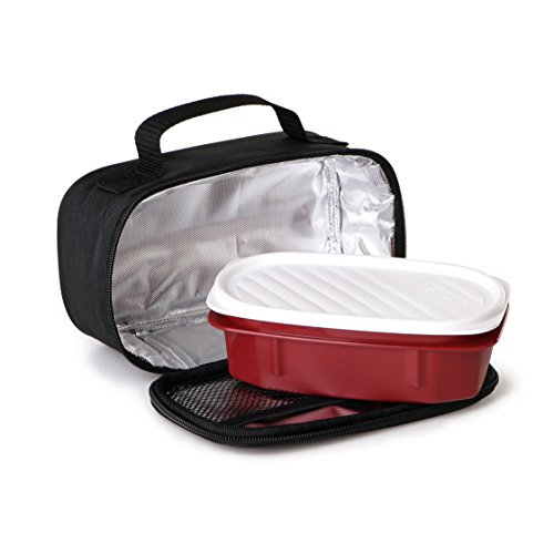 Tatay Urban Food Casual Mini Bolsa Térmica Porta Alimentos, 1.5L de Capacidad, con 1 Tupper Hermético de 0,5L de Plástico Libre de BPA, Color Negro. Medidas 21.5 x 9 x 12 cm