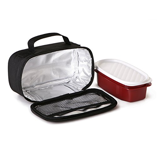 Tatay Urban Food Casual Mini Bolsa Térmica Porta Alimentos, 1.5L de Capacidad, con 1 Tupper Hermético de 0,5L de Plástico Libre de BPA, Color Negro. Medidas 21.5 x 9 x 12 cm