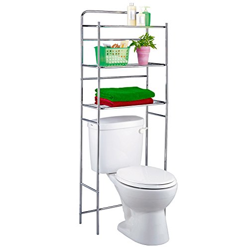 Tatkraft Tanken Estanteria WC con Estantes para Baño Metal Cromado 59.5X26X151.5cm