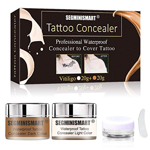 Tatuaje Corrector, Cicatriz Corrector, Corrector impermeable, Corrector de tatuaje, Corrector de cuerpo, Corrector Profesional cubierta para puntos de Vitiligo Marcas de nacimiento, 20g+20g