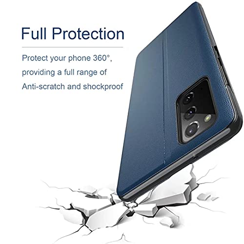 TAUYN Funda Smart View para Xiaomi 11T/Xiaomi 11T Pro, Prima PU Cuero Carcasa Moda Espejo Estuche Clear Ventana Case Cover, con Soporte Plegable - Azul