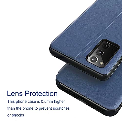 TAUYN Funda Smart View para Xiaomi 11T/Xiaomi 11T Pro, Prima PU Cuero Carcasa Moda Espejo Estuche Clear Ventana Case Cover, con Soporte Plegable - Azul