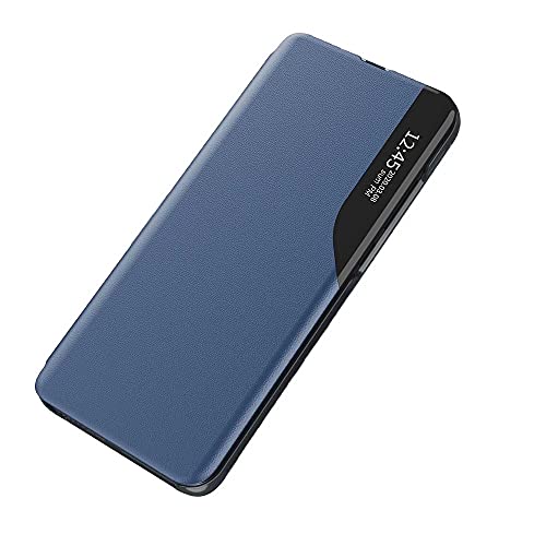 TAUYN Funda Smart View para Xiaomi 11T/Xiaomi 11T Pro, Prima PU Cuero Carcasa Moda Espejo Estuche Clear Ventana Case Cover, con Soporte Plegable - Azul