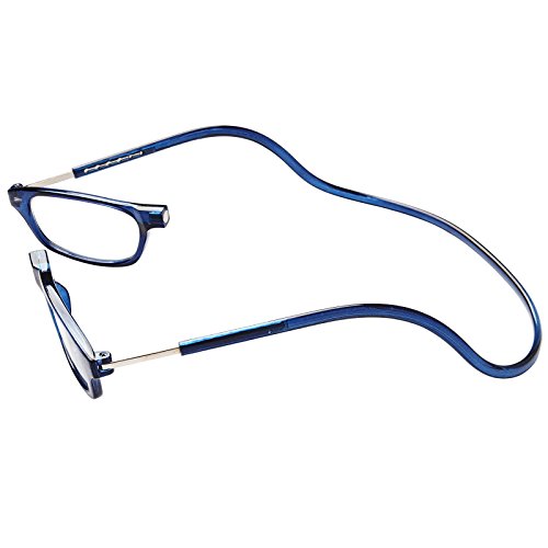 TBOC Gafas de Lectura Presbicia Vista Cansada – Montura Azul Graduadas +2.00 Dioptrías Hombre Mujer Regulables Imantadas Magnéticas Plegables Lentes Aumento Leer Ver Cerca Cuello Cierre Imán