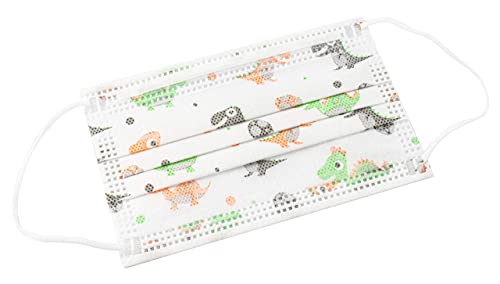 TBOC Mascarilla Higiénica Niños No Reutilizable - [Pack 30 Unidades] 3 Capas [Color Blanco Dino]