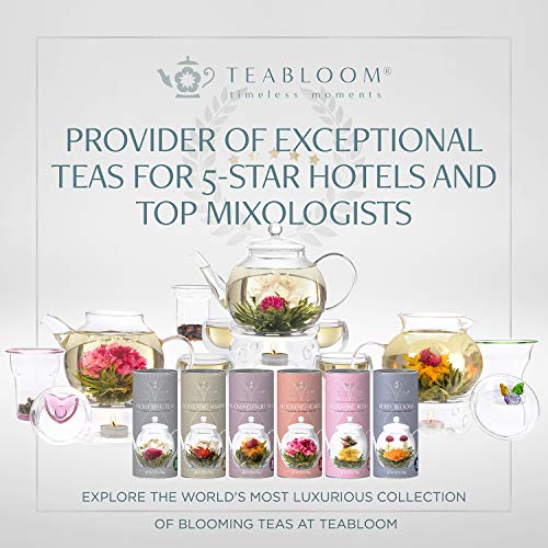 Té floral de Teabloom - 12 Variedades únicas de bolas de té de flores - Té verde atado a mano y flores comestibles - Recipiente para regalo de 12 paquetes - 36 tés, sirve para 250 tazas