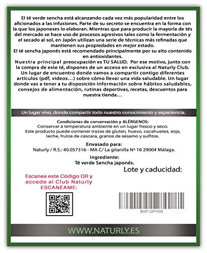 Té Verde Sencha Japonés 100% Natural y Orgánico. Potente Quemagrasas con Efecto Adelgazante y alto contenido de Antioxidantes (refuerza tu Sistema Inmunológico). Detox Té.