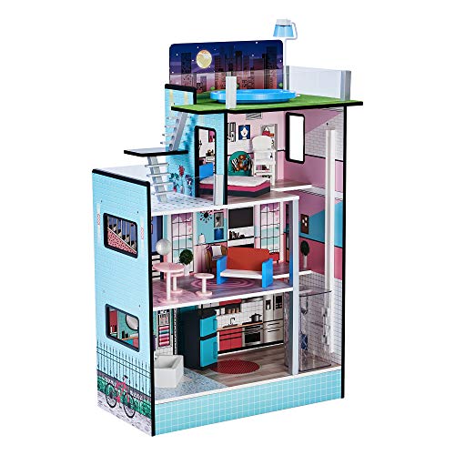 Teamson Kids 'Barcelona' Casa De Muñecas Azul Y Muebles para Niños TD-13111D