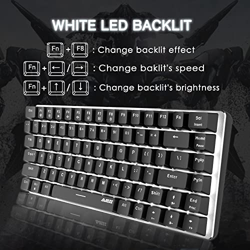 Teclado Mecánico para Juegos al 80% con DIY Hot Swappable Red Switch Retroiluminada LED Blanco 82 Teclas Anti-Fantasma Cable USB-C Desmontable Erogomic para PC portátil Mac-Negro