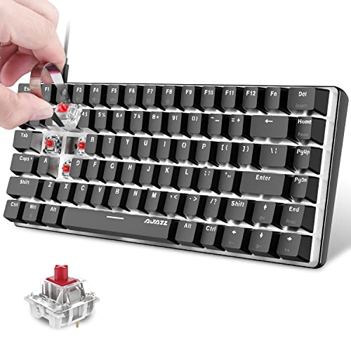 Teclado Mecánico para Juegos al 80% con DIY Hot Swappable Red Switch Retroiluminada LED Blanco 82 Teclas Anti-Fantasma Cable USB-C Desmontable Erogomic para PC portátil Mac-Negro