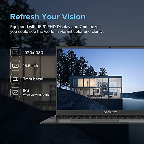 TECLAST F15 Plus2 Ordenador Portátil 15.6" 8GB RAM 256GB ROM, Window 10 Actualizarse a Windows 11, 2.6GHz Intel Gemini Lake N4120, IPS FHD 1920*1080, Intel UHD Graphics 600, Teclado QWERTY