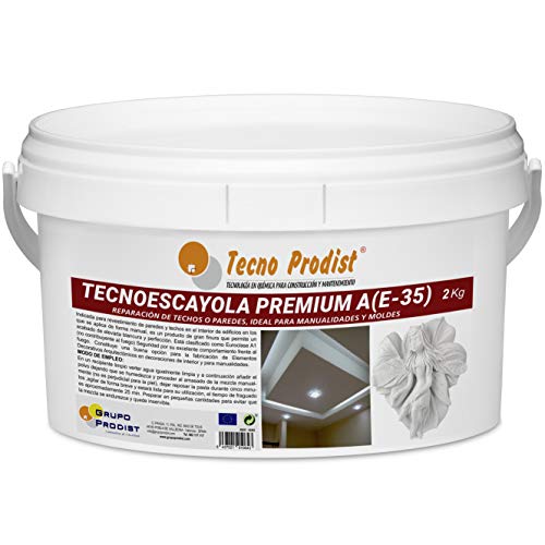 TECNO ESCAYOLA PREMIUM A(E-35) de Tecno Prodist (2 Kg) Escayola para reparación de techos y paredes, ideal para placas, molduras, prefabricados, moldes, manualidades, etc