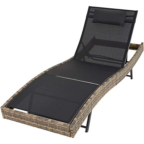 tectake 800315 Tumbona Chaise Longue de Poli ratán Tumbona de jardín Silla de terraza