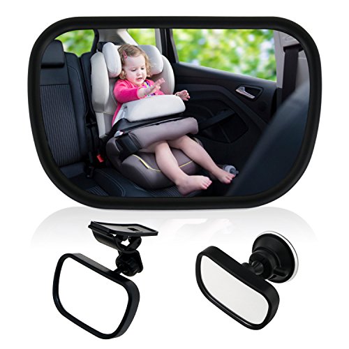 TedGem Bebé Espejo Retrovisor, Universal de Coche Asiento Trasero Vista Espejo Monitor de Coches de Bebé Niño Seguridad con Clip y con Ventosa