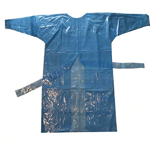 TEKSHOPPING Mono protector de bata delantal desechable ropa de trabajo limpieza jardín pintura de PVC plástico azul impermeable impermeable desechable y protector