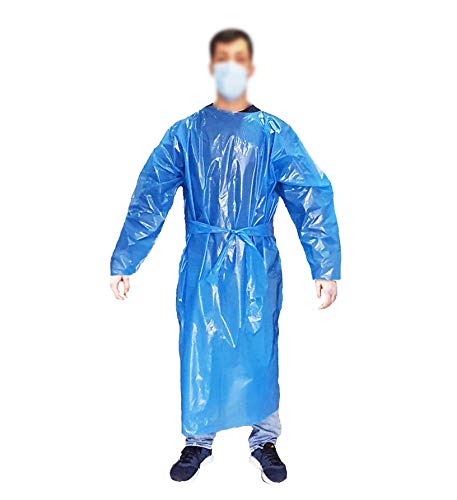 TEKSHOPPING Mono protector de bata delantal desechable ropa de trabajo limpieza jardín pintura de PVC plástico azul impermeable impermeable desechable y protector