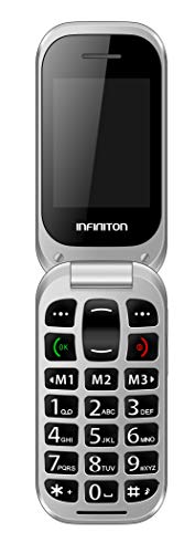 TELEFONO MOVIL INFINITON U1 con Tapa y Teclas Grandes para Mayores con Boton SOS (Negro)