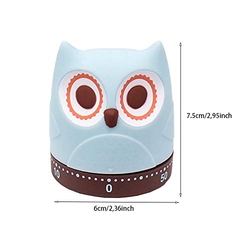 Temporizador de Cocina Temporizador Mecánico de 60 Minutos Temporizador de Diseño con Forma de Owl para Aprendizaje Hornear Ejercicios de Yoga (1 Paquete)